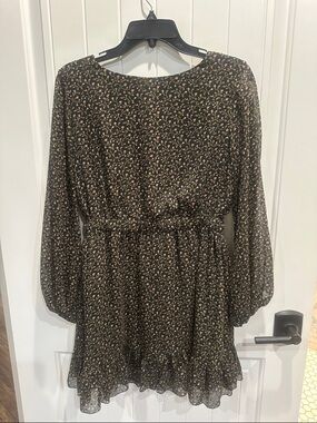 Forever 21 Black Floral Midi Dress with Delicate Print